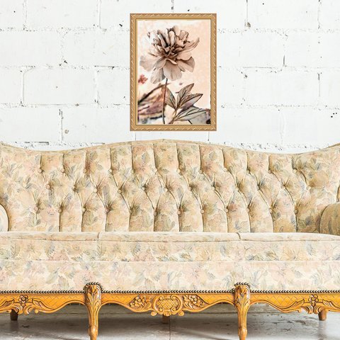 Quadro Moldura Dourada Flor Rosê 24x18cm:com Vidro