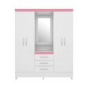 Ver imagem 3 de GUARDA ROUPA CAPELINHA PÉRSIA 4 PORTAS BRANCO/ROSA - DEMÓBILE