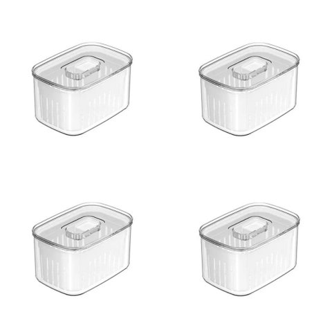 Conjunto Organizadores de Geladeira Clear Fresh 4 Peças 650 Ml Transparente ou