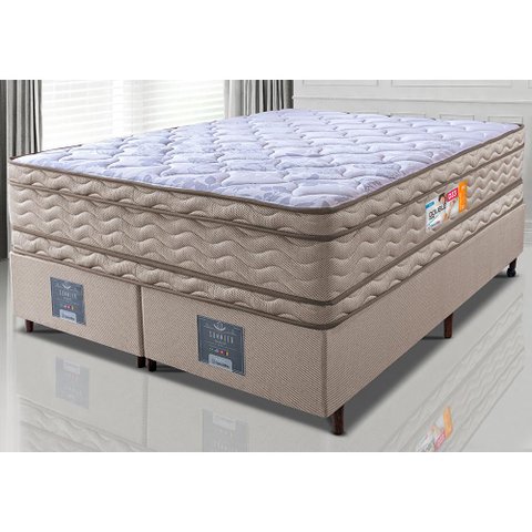 Cama Box Queen Colchão Ortofirm + Box 158x198x71 Double Face Espuma D33 Dourado