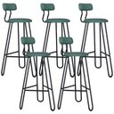 Ver imagem 1 de Kit 05 Banqueta Alta Bar Cozinha Sala de Jantar Áris C01 Preto Courino Verde Sálvia - Lyam Decor