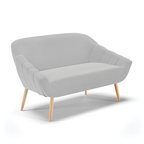 Namoradeira 02 Lugares Giovana Suede Cinza Pés Palito Natural - D’Rossi