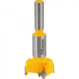 Fresa com dentes de vídea/metal duro para dobradiça tipo caneco 26 mm com 2 dentes Vonder - 1