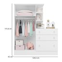 Ver imagem 3 de Quarto de Bebê Doce Sonho com Roupeiro + Berço Branco Qmovi + Colchão Gazin