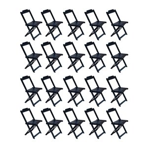 Kit 20 Cadeiras de Madeira Dobravel Preto