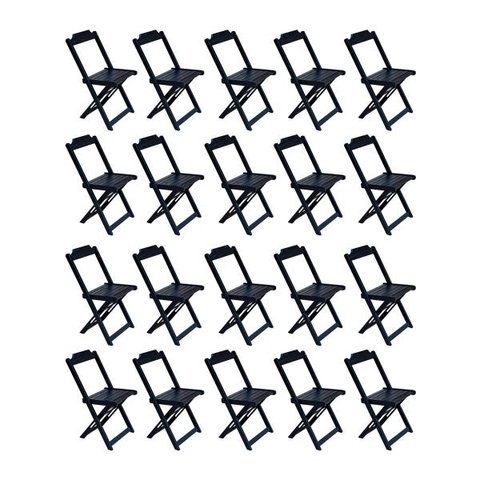 Kit 20 Cadeiras de Madeira Dobravel Preto