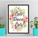 Ver imagem 2 de Quadro Lar Doce Lar Floral 24x18cm - com vidro:Madeira preta