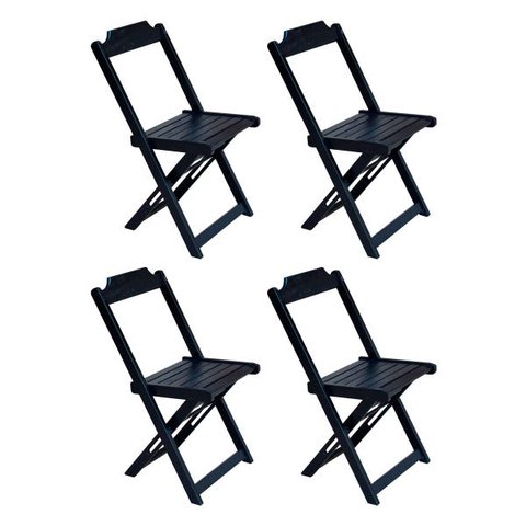 Kit 4 Cadeiras de Madeira Dobravel Preto