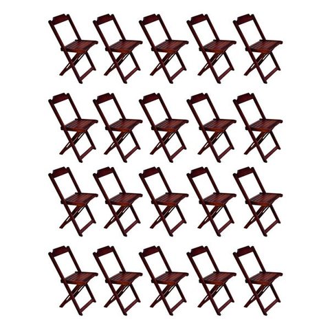 Kit 20 Cadeiras de Madeira Dobravel Imbuia