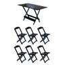Conjunto Mesa de Madeira Dobrável 120x70 Preto 6 Cadeiras - 1