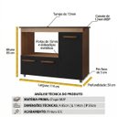 Ver imagem 2 de Balcão Cooktop Ana 114cm 3 Portas em Mdp Pés Pintura Uv Cor:preto;tamanho:4 Bocas