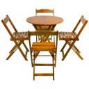 Ver imagem 1 de Jogo De Mesa Dobravel Com 4 Cadeiras Tampo Redondo 70x70 Mel