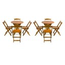 Ver imagem 1 de Kit 2 Jogos de Mesa Dobrável com 4 Cadeiras Tampo Redondo 70x70 Mel