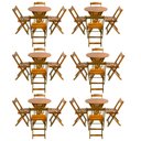 Ver imagem 1 de Kit 6 Jogos de Mesa Dobrável com 4 Cadeiras Tampo Redondo 70x70 Mel