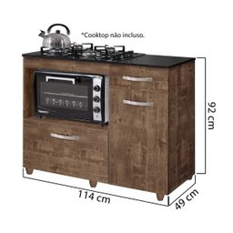 Balcão de Cozinha para Cooktop 2 Portas Violeta Kaiki Móveis - 3