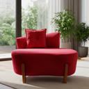 Ver imagem 1 de Namoradeira Sofá Feijão Luna 100cm Orgânica Suede Vermelho