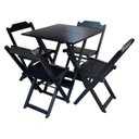 Ver imagem 1 de Jogo de Mesa com 4 Cadeiras de Madeira Dobrável 60x60 Ideal para Bar e Restaurante - Preto