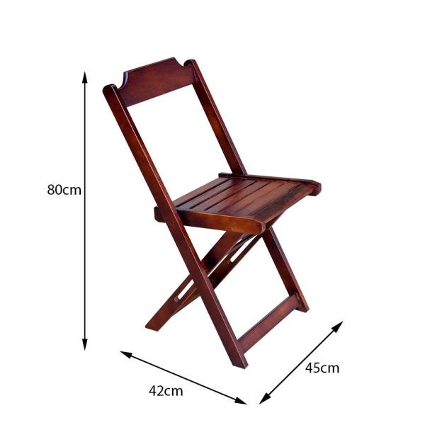 Jogo de Mesa com 4 Cadeiras de Madeira Dobrável 60x60 Ideal para Bar e Restaurante - Imbuia - 2