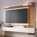 Ver imagem 1 de Painel para TV 70 pol com Bancada Suspensa 180cm Will C04 Off White Matte Freijó - Lyam Decor