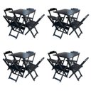 Ver imagem 1 de Kit 4 Jogos de Mesa com 4 Cadeiras de Madeira Dobravel 60x60 Ideal para Bar e Restaurante - Preto