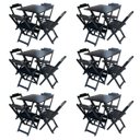 Ver imagem 1 de Kit 6 Jogos de Mesa com 4 Cadeiras de Madeira Dobravel 60x60 Ideal para Bar e Restaurante - Preto