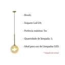 Ver imagem 3 de Pendente Dourado De Vidro Globo Ambar Lavabo Zan90