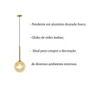 Ver imagem 2 de Pendente Dourado De Vidro Globo Ambar Lavabo Zan90