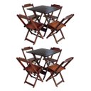 Ver imagem 1 de Kit 2 Jogos de Mesa com 4 Cadeiras de Madeira Dobrável 60x60 Ideal para Bar e Restaurante - Imbuia