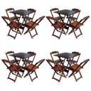 Ver imagem 1 de Kit 4 Jogos de Mesa com 4 Cadeiras de Madeira Dobrável 60x60 Ideal para Bar e Restaurante - Imbuia