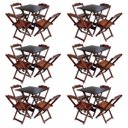 Ver imagem 1 de Kit 6 Jogos de Mesa com 4 Cadeiras de Madeira Dobrável 60x60 Ideal para Bar e Restaurante - Imbuia