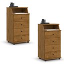 Ver imagem 1 de Conjunto de 2 Mesa de Cabeceira Luxo Ii New com 4 Gavetas Freijo