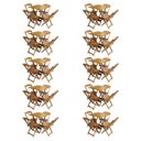 Ver imagem 1 de Kit 10 Jogos de Mesa com 4 Cadeiras de Madeira Dobrável 60x60 Ideal para Bar e Restaurante - Mel