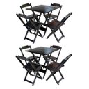 Ver imagem 1 de Kit 2 Jogos de Mesa com 4 Cadeiras de Madeira Dobrável 60x60 Ideal para Bar e Restaurante - Tabaco