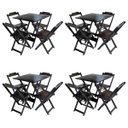 Ver imagem 1 de Kit 4 Jogos de Mesa com 4 Cadeiras de Madeira Dobrável 60x60 Ideal para Bar e Restaurante - Tabaco