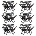 Ver imagem 1 de Kit 6 Jogos de Mesa com 4 Cadeiras de Madeira Dobrável 60x60 Ideal para Bar e Restaurante - Tabaco