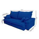 Ver imagem 3 de Sofá Retrátil e Reclinável Paris 2.00m Super Pillow - Azul