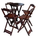 Ver imagem 1 de Jogo De Mesa Bistrô De Madeira Com 4 Cadeiras Dobravel Ideal Para Bar E Restaurante Imbuia