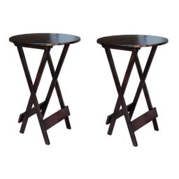 Kit 2 Mesas De Madeira Bistrô Dobravel Ideal Para Bar E Restaurante Imbuia - 1