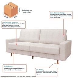 Sofá na Caixa Fit 03 Lugares Living 180cm Bouclé - 6