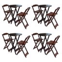 Ver imagem 1 de Kit 4 Jogos De Mesa Bistrô De Madeira Com 2 Cadeiras Dobravel Ideal Para Bar E Restaurante Imbuia
