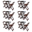 Ver imagem 1 de Kit 6 Jogos De Mesa Bistrô De Madeira Com 2 Cadeiras Dobravel Ideal Para Bar E Restaurante Imbuia