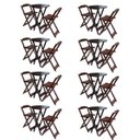 Ver imagem 1 de Kit 8 Jogos De Mesa Bistrô De Madeira Com 2 Cadeiras Dobravel Ideal Para Bar E Restaurante Imbuia