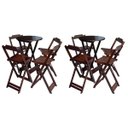 Ver imagem 1 de Kit 2 Jogos De Mesa Bistrô De Madeira Com 4 Cadeiras Dobravel Ideal Para Bar E Restaurante Imbuia