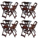 Ver imagem 1 de Kit 4 Jogos de Mesa Bistrô de Madeira com 4 Cadeiras Dobrável Ideal para Bar e Restaurante Imbuia