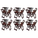 Ver imagem 1 de Kit 6 Jogos De Mesa Bistrô De Madeira Com 4 Cadeiras Dobravel Ideal Para Bar E Restaurante Imbuia