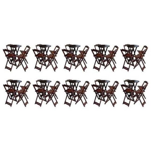 Kit 10 Jogos De Mesa Bistrô De Madeira Com 4 Cadeiras Dobravel Ideal Para Bar E Restaurante Imbuia