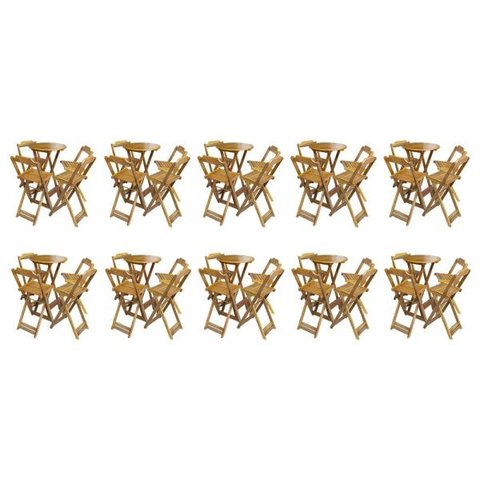 Kit 10 Jogos De Mesa Bistrô De Madeira Com 4 Cadeiras Dobravel Ideal Para Bar E Restaurante Mel