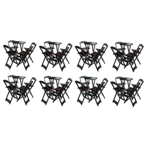 Kit 8 Jogos De Mesa Bistrô De Madeira Com 4 Cadeiras Dobravel Ideal Para Bar E Restaurante Tabaco