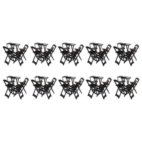 Kit 10 Jogos De Mesa Bistrô De Madeira Com 4 Cadeiras Dobravel Ideal Para Bar E Restaurante Tabaco