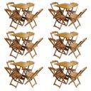 Ver imagem 1 de Kit 6 Jogos de Mesa com 4 Cadeiras de Madeira Dobrável 70x70 Ideal para Bar e Restaurante - Mel